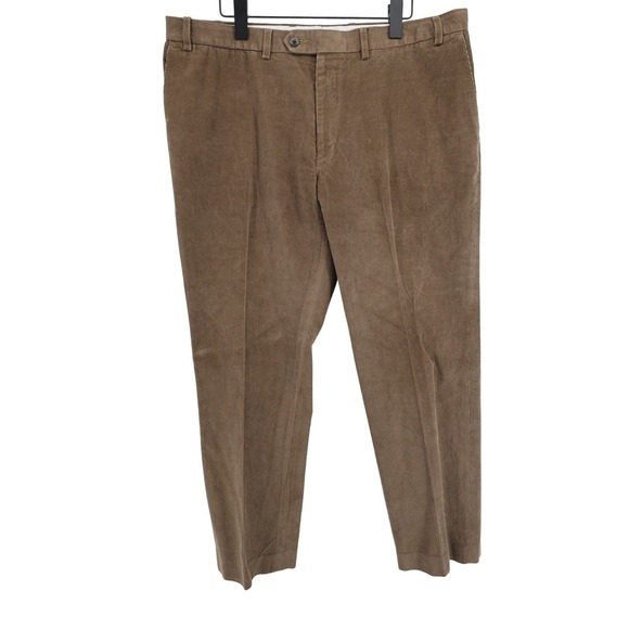 Lauren Ralph Lauren Men Corduroy Pants Brown Pleated Size 38x30 Flaw - Picture 2 of 7